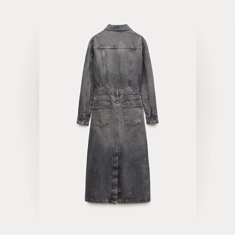 Zara Washed Black Denim Maxi Shirt Dress, size M - Picture 5 of 8